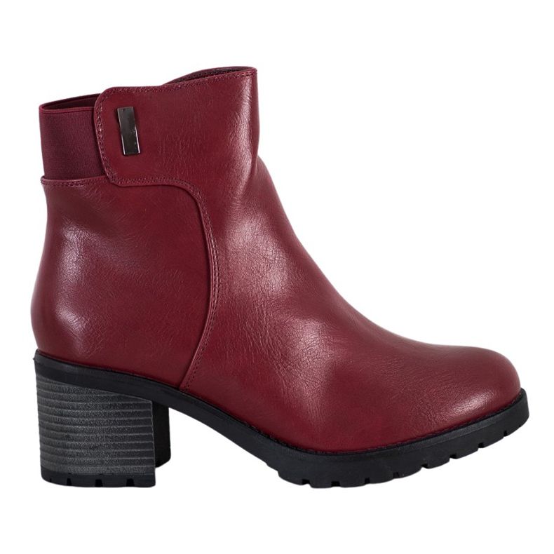 J. Star Wygodne Botki Na Słupku czerwone