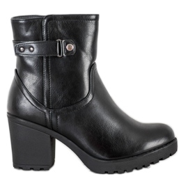 J. Star Ciepłe Botki Na Słupku czarne