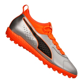 Buty piłkarskie Puma One 3 Lth Tt M 104745-01 zielony, pomarańczowy, szary/srebrny srebrny