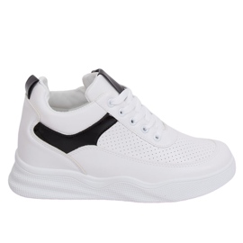 Buty sportowe na koturnie białe 85-429 WHITE/BLACK czarne