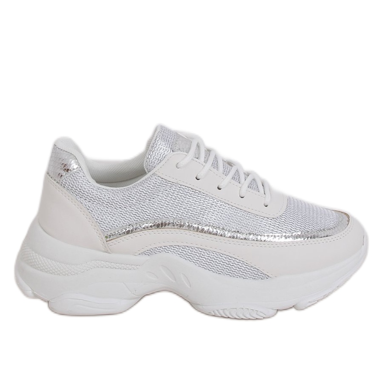 Buty sportowe damskie biało-srebrne 3178 Silver białe srebrny