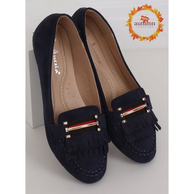 Mokasyny damskie granatowe 88-381 Navy
