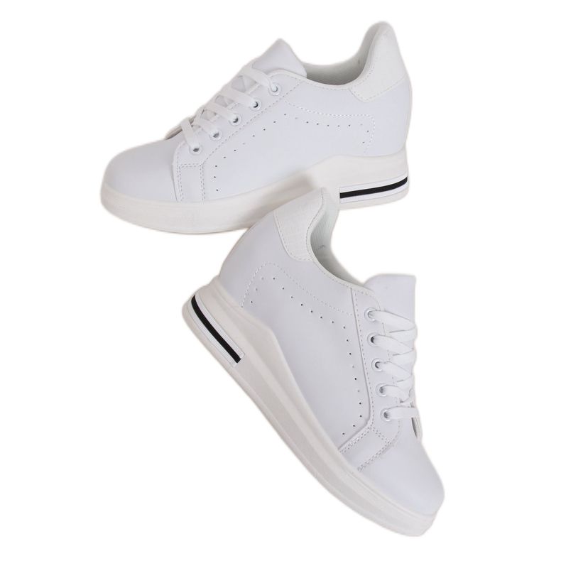 Trampki na ukrytym koturnie białe MY-0367 White