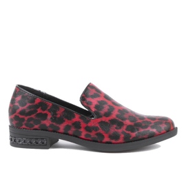 Czerwone półbuty damskie C18-6527 czarne