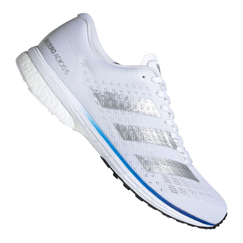 Buty biegowe adidas adizero Adios 5 M FV7334 białe niebieskie srebrny