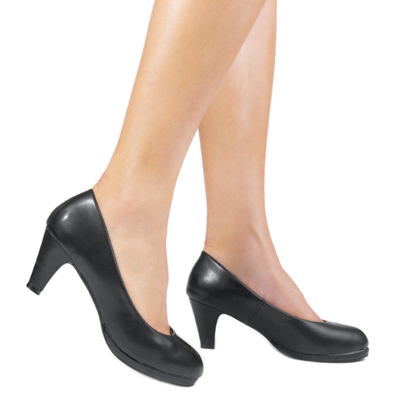 Czarne czółenka na słupku XF09-1