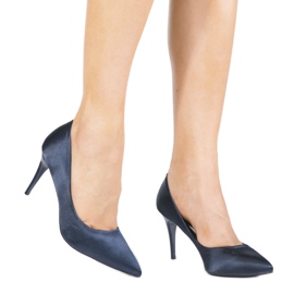 Granatowe czółenka na szpilce LEI-160