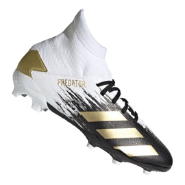 Buty piłkarskie adidas Predator 20.3 Fg Jr FW9215 białe szary/srebrny, biały, czarny, złoty