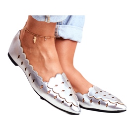 Lu Boo Damskie Baleriny Srebrne Metaliczne Dianna srebrny