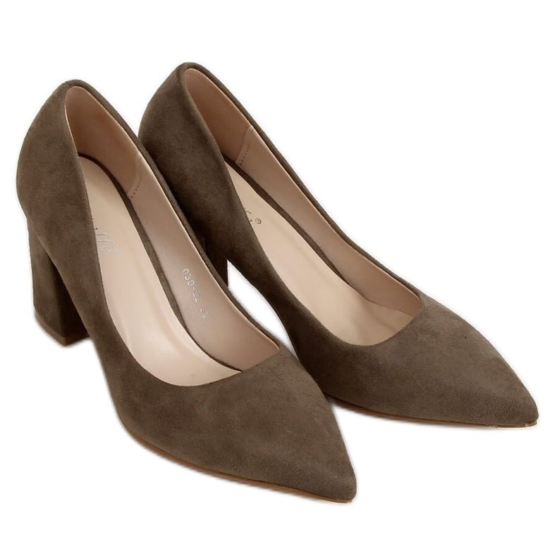 Czółenka na słupku zielone 030-22 ES-1 Green wielokolorowe