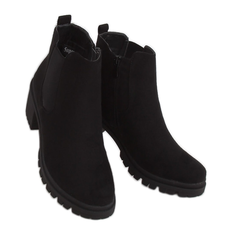 Botki na szerokim obcasie czarne XJ-25 Black