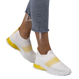 Biało-żółte obuwie sportowe wsuwane 8087-SP białe