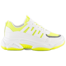 SHELOVET Wygodne Sneakersy Z Siateczką białe żółte