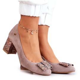 Czółenka Damskie Maciejka Zamszowe Beżowe 3356A-10/00-1 beżowy