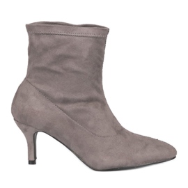 Szare botki na szpilce wsuwane F183