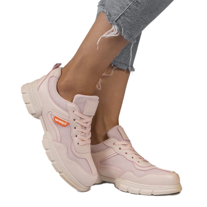 Różowe modne obuwie sportowe C051