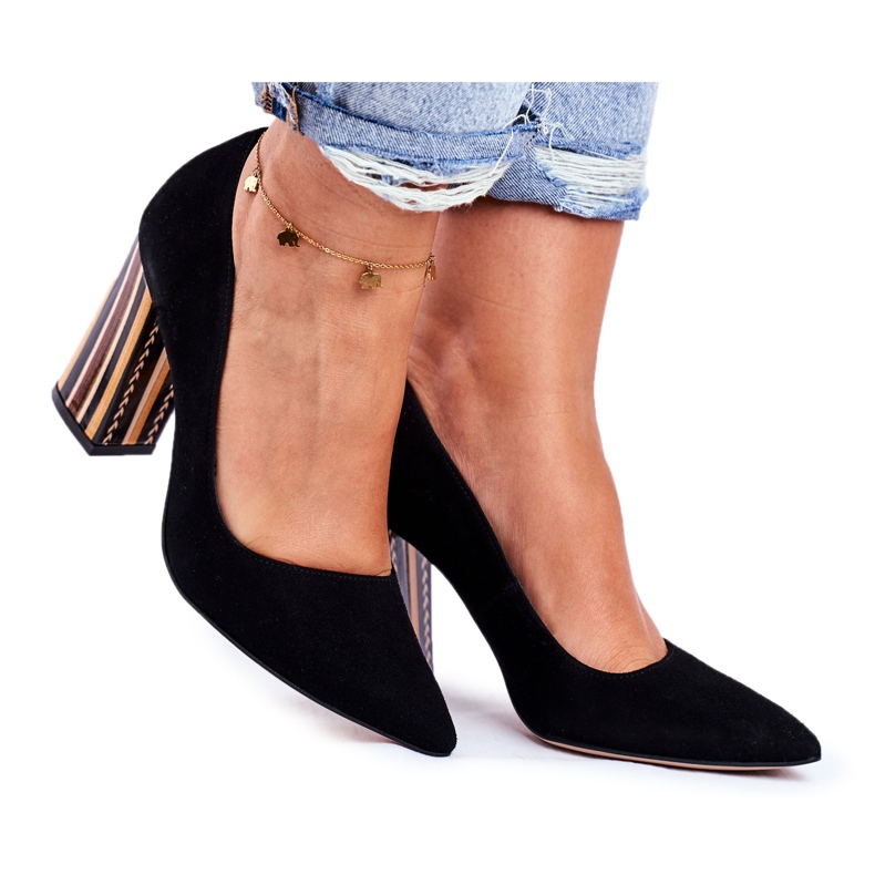 PV3 Czółenka Damskie Visconi Zamszowe Czarne 7417302/200