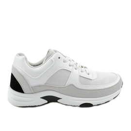 Białe modne sneakersy sportowe z eko-skóry CH005 szare