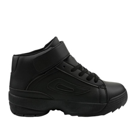Czarne sneakersy sportowe z eko-skóry B-05