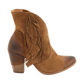 Botki kowbojki zamszowe EXQUISITE 1196 Camel brązowe
