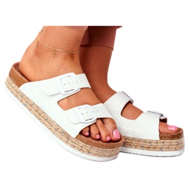 Klapki Damskie Big Star Białe FF274665 wielokolorowe