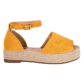 SHELOVET Źółte Espadryle Open Toe żółte