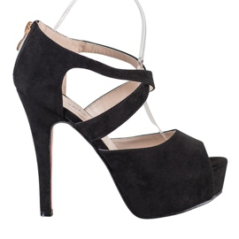 Queentina Czółenka Open Toe Na Platformie czarne