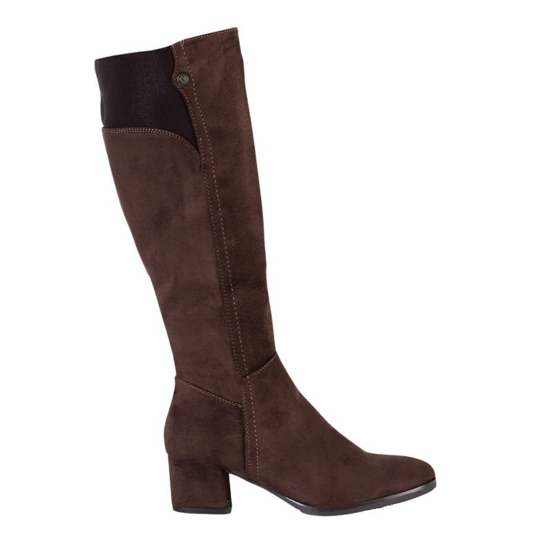 Goodin Brązowe Kozaki Na Niskim Słupku