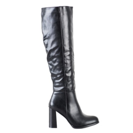 Goodin Klasyczne Kozaki Z Eko Skóry czarne