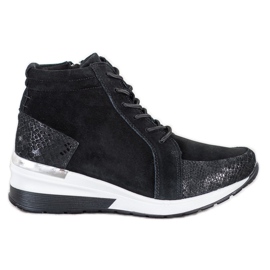 Filippo Sznurowane Botki Ze Skóry czarne