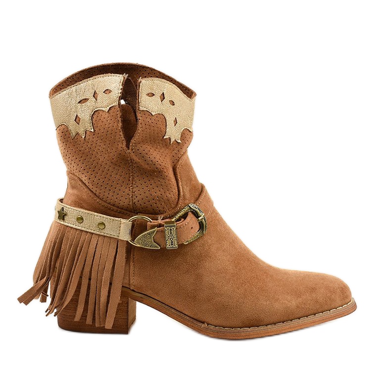 Brązowe zamsz botki na słupku gwiazdka Generational