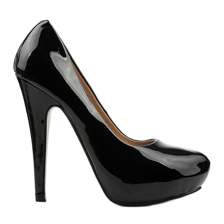 Czarne wysokie lakierowane szpilki Assala