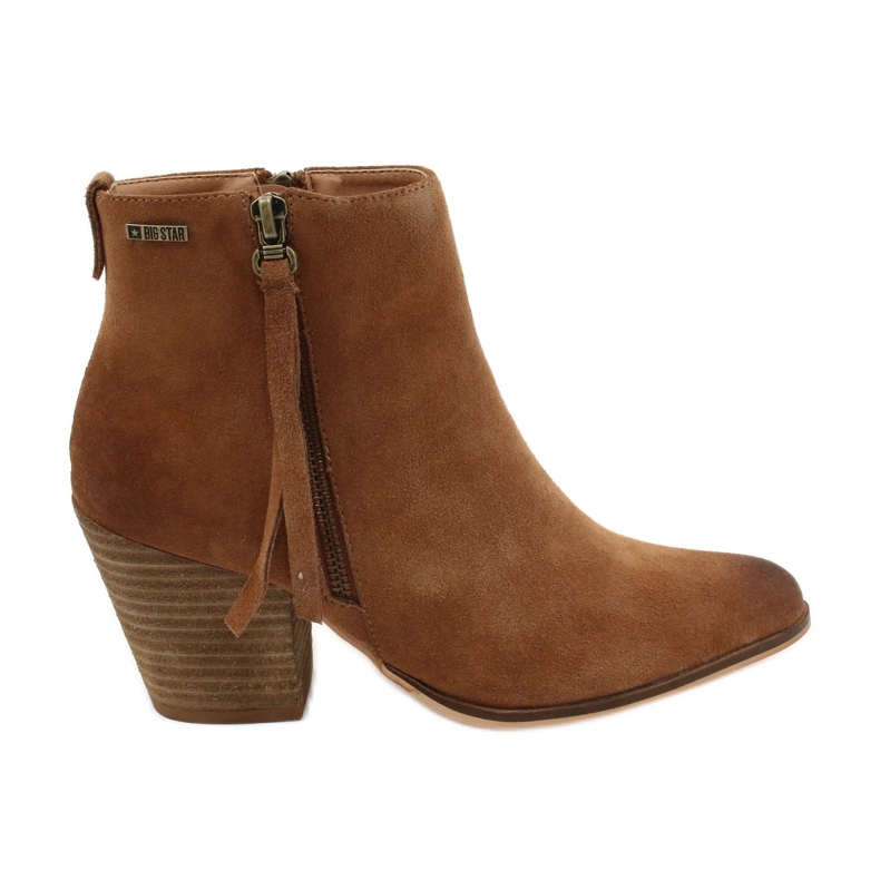 Big Star Botki zamszowe GG274364 camel brązowe