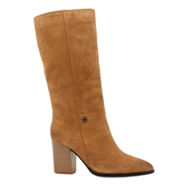Zamszowe Kowbojki Big Star GG274345 Camel brązowe żółte