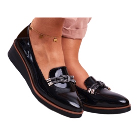 Vinceza Mokasyny Damskie Czarne Lakierowane Na Koturnie Abba szare