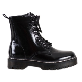 SHELOVET Lakierowane Glany czarne