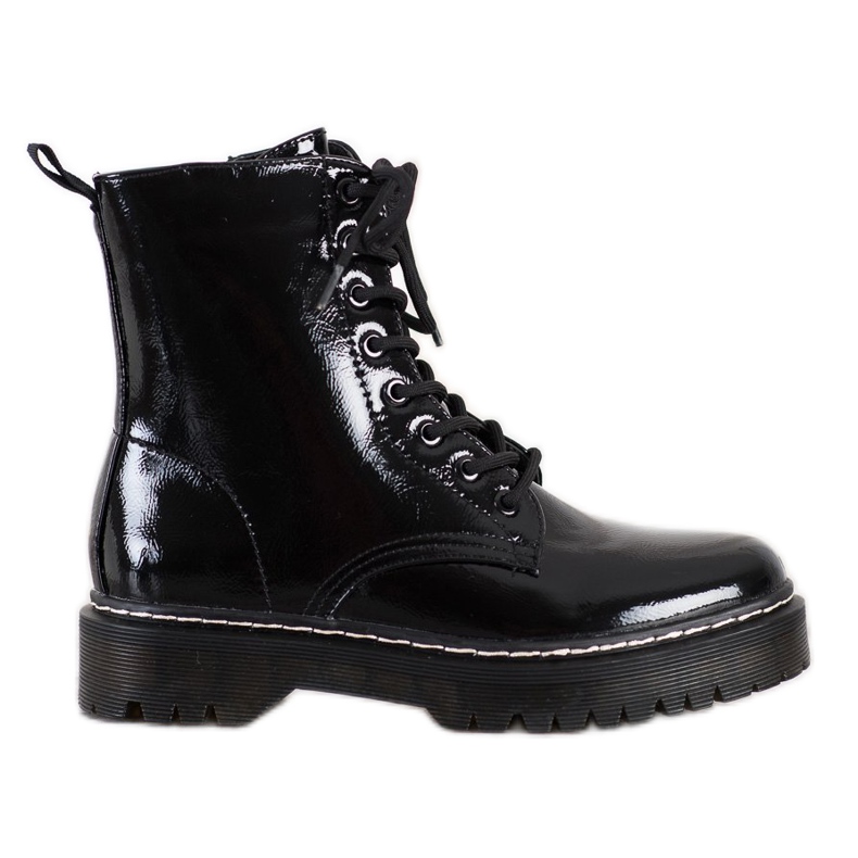 SHELOVET Lakierowane Glany czarne