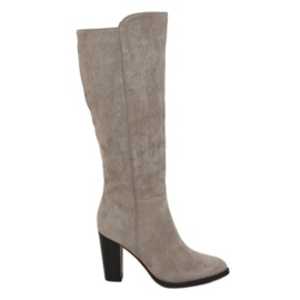 Kozaki na obcasie szare UK05P Grey