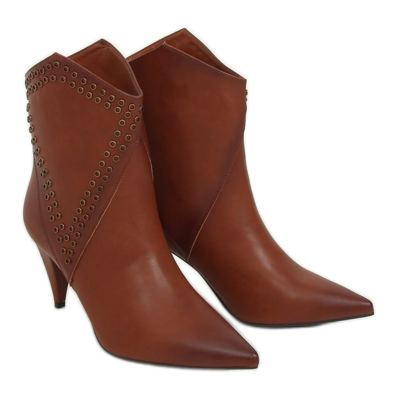 Botki na szpilce camel RB78P Camel brązowe