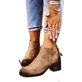 Vinceza Botki Damskie Na Słupku Zamszowe Beżowe Volares beżowy