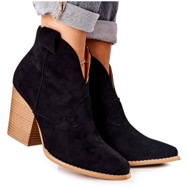 MSMG Damskie Botki Na Słupku Czarne Meronet