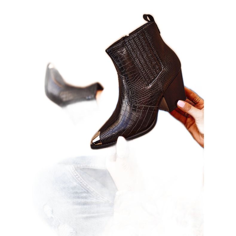 Botki Damskie Na Słupku Kowbojki Czarne Atticus