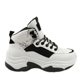 Białe sneakersy traperki Cirisesis czarne