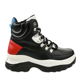 Czarne sneakersy traperki kolorowe Neamelira białe czerwone