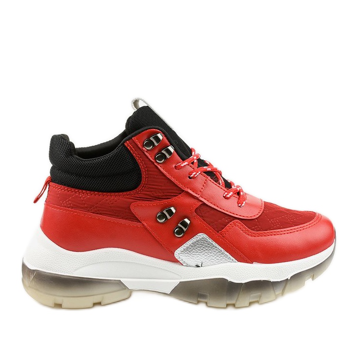 Czerwone modne sneakersy sportowe z eko-skóry Donatella czarne