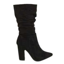 Kozaki na obcasie czarne D7510 Black