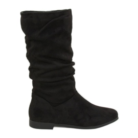 Kozaki damskie płaski obcas czarne J19-92 Black
