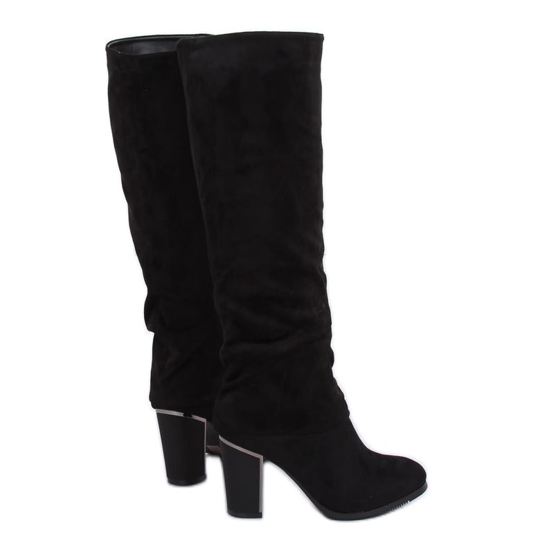Kozaki na obcasie czarne 1103-GG Black