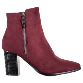 Zamszowe Botki Z Suwakiem VINCEZA czerwone