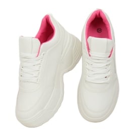 Buty sportowe wysoka podeszwa białe LA78P Fushia różowe